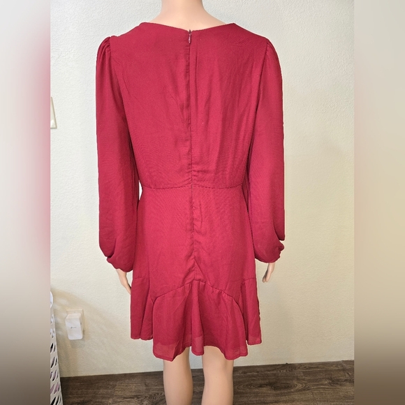 Altar’d State Burgundy Dress Large. Long Sleeve Boho Flowy - Picture 3 of 9